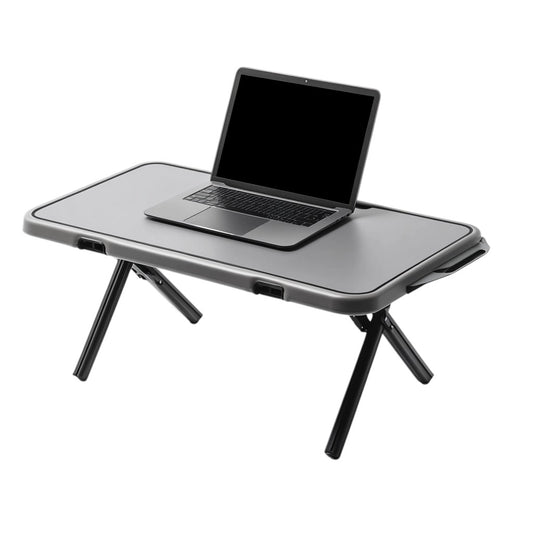 Tavic Laptop Bed Tray Table - Large Foldable Aluminum Desk with Cooling Fan Vent - Ergonomic Curved Edge for Home Office & Study - Space Grey